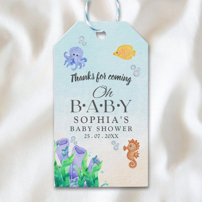 Étiquettes-cadeau Oh Baby Under Sea Baby Shower (Créateur téléchargé)