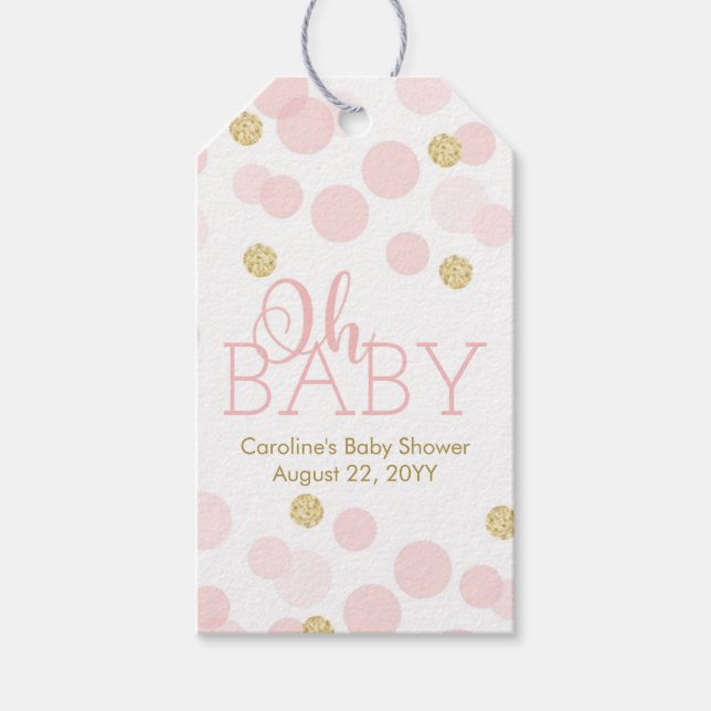 Étiquettes-cadeau Oh Bébé Confettis Rose Gold Merci (Devant)