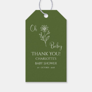 Étiquettes-cadeau Oh Bébé Minimaliste Baby Shower Fleur Sauvage