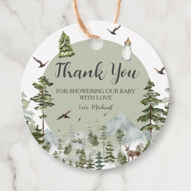 Étiquettes Cadeau Oh Boy Adventure Pine Forest Baby shower (Devant)