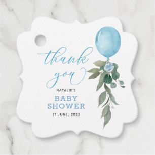 Étiquettes Cadeau Oh Boy Blue Balloon Baby shower de verdure