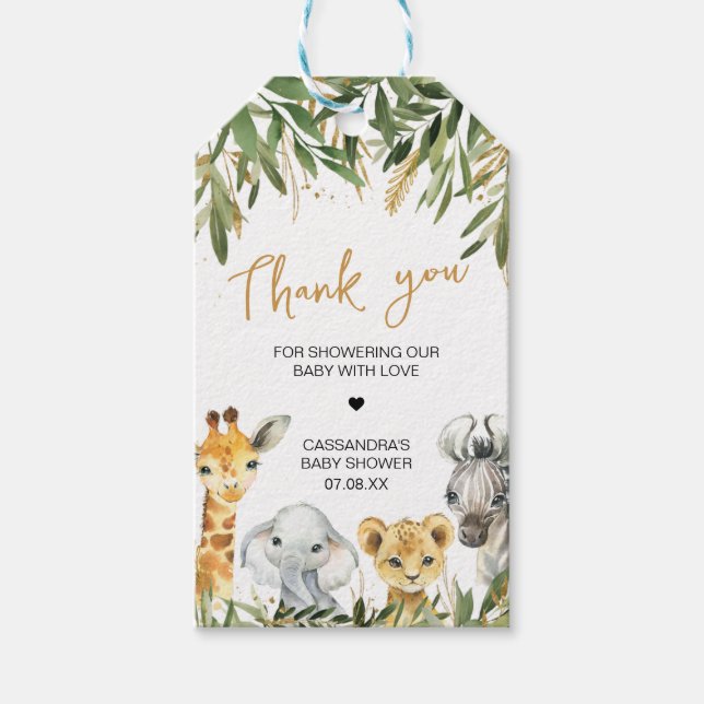 Étiquettes-cadeau Oh Boy Greenery Safari Baby shower Favoriser les é (Devant)