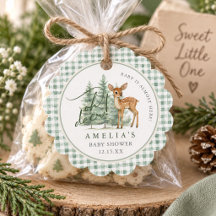 Oh Cerf Vert Sauge Gingham Baby Shower 