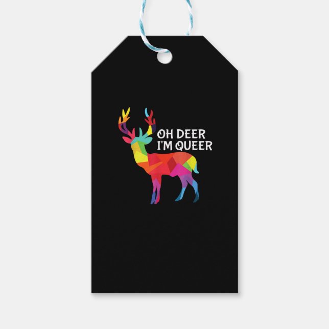 Étiquettes-cadeau Oh Deer Queer Funny Pun LGBT Pride Design (Devant)