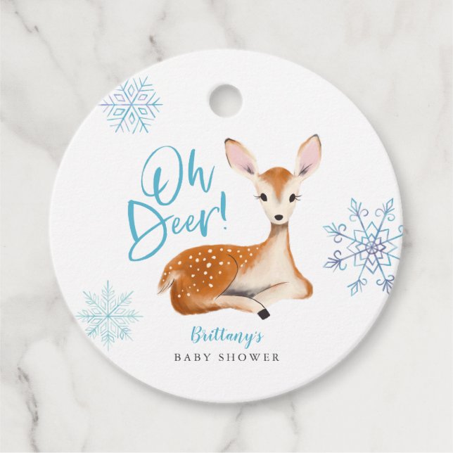 Étiquettes Cadeau Oh Deer Russe Baby shower boisé d'hiver (Devant)