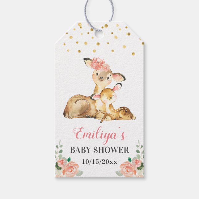 Étiquettes-cadeau Oh Deer Woodland Baby shower Saupoudrer la préfére (Devant)