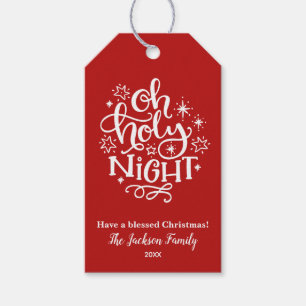 Étiquettes-cadeau Oh Holy Night Personnalisé Red Holiday Tags cadeau