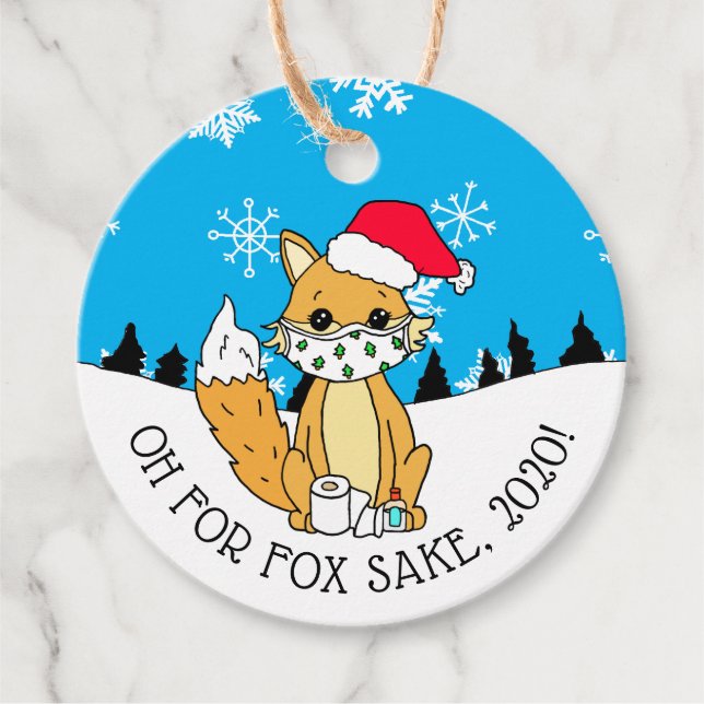 Étiquettes Cadeau Oh pour Fox Sake, 2020, Noël drôle (Devant)