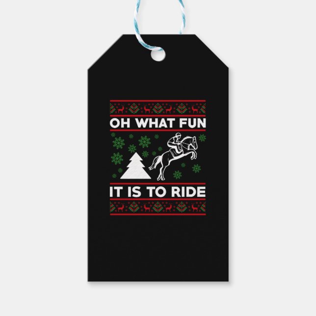 Étiquettes-cadeau Oh Quel Amusant C'Est De Faire Du Cheval Lâche Noë (Devant)