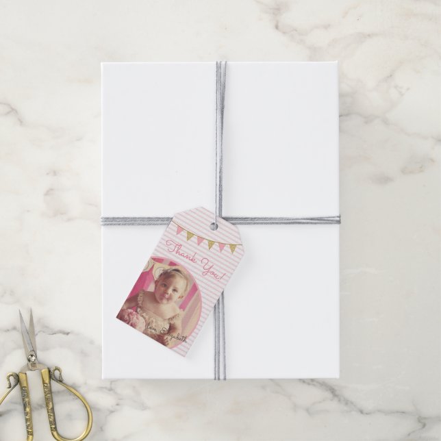 Étiquettes-cadeau Oh, quel plaisir d'être UN Merci rose et or (Avec de la ficelle)