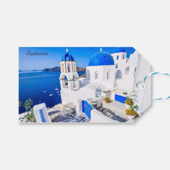 Étiquettes-cadeau Oia Santorini (Devant (Horizontal))