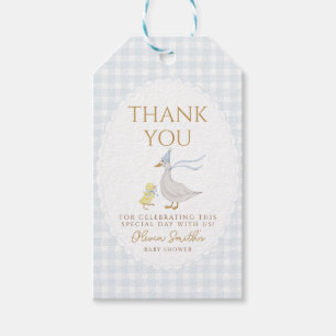 Étiquettes-cadeau Oie En vichy baby shower de Merci de canard