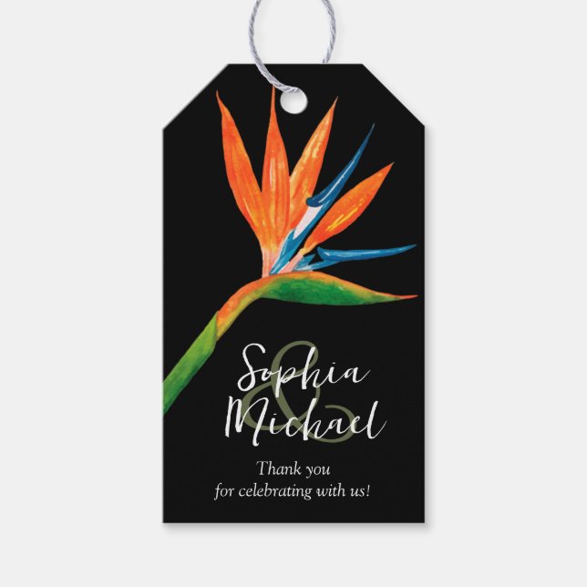 Étiquettes-cadeau Oiseau tropical du paradis Merci Mariage (Devant)