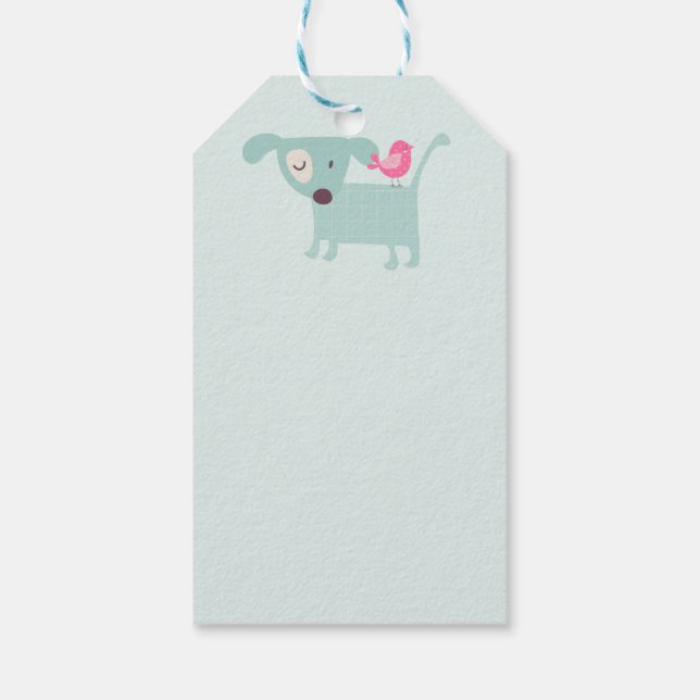 Étiquettes-cadeau Oiseaux, Chiens, Bannières, Fleurs (Dos)