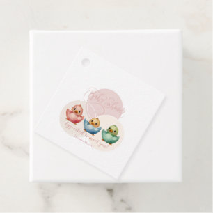 Étiquettes Cadeau Oiseaux d'Oeufs Cute Kawaii Baby shower coloré Pas