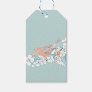 Étiquettes-cadeau Oiseaux et fleurs