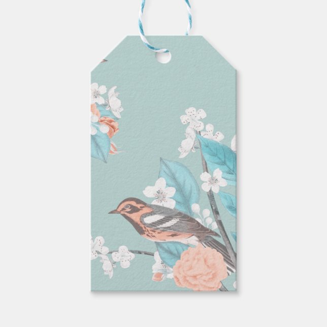 Étiquettes-cadeau Oiseaux et fleurs (Devant)