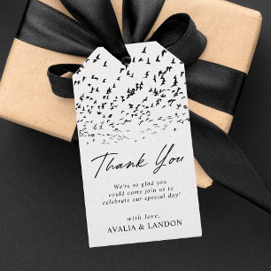 Étiquettes-cadeau Oiseaux modernes d'un Merci Mariage en plumes