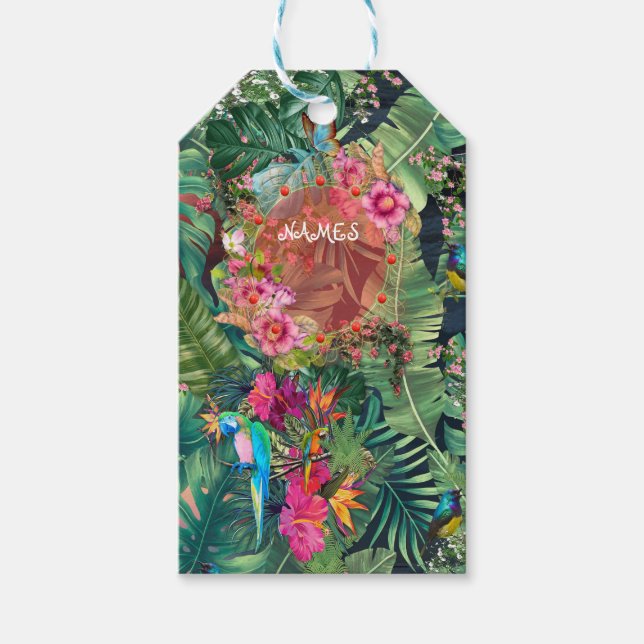 Étiquettes-cadeau Oiseaux tropicaux du paradis (Devant)