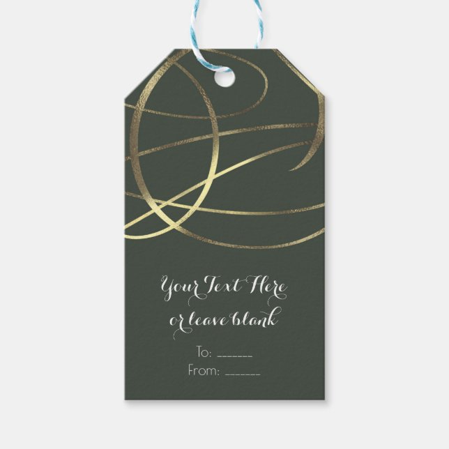 Étiquettes-cadeau Olive Army Green & Gold Faux Foil Foil Custom Favo (Devant)