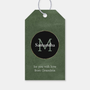 Étiquettes-cadeau Olive Green Black White Gold Monument Noël