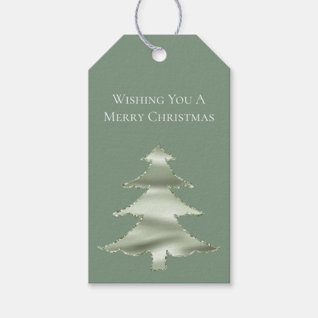 Étiquettes-cadeau Olive Pistachio Menthe Green Christmas Tree (Devant)