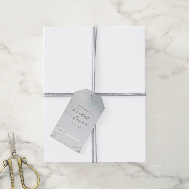 Étiquettes-cadeau Ombre Dusty Blue Frosted Bridal Display Douche (Avec de la ficelle)