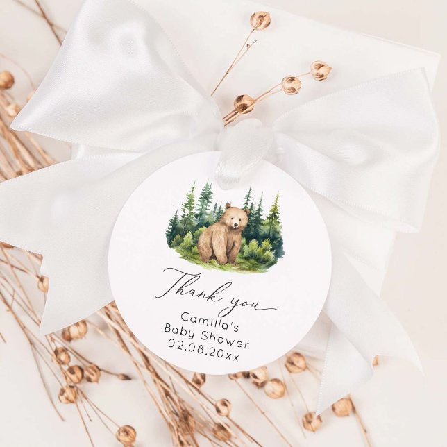 Étiquettes Cadeau On peut attendre le Baby shower de l'ours de Boho (Créateur téléchargé)