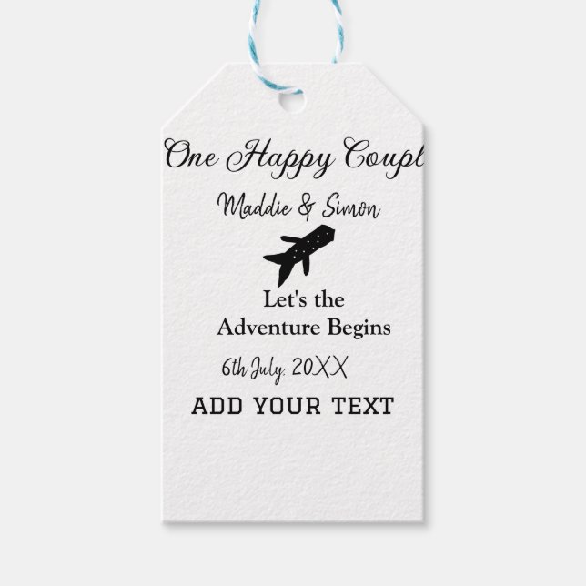 Étiquettes-cadeau One happy Couple, l'aventure commence co mariage (Devant)