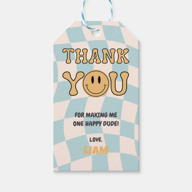 ÉTIQUETTES-CADEAU ONE HAPPY DUDE THANK YOU FAVOR (Devant)