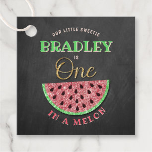 Étiquettes Cadeau One In A Melon Chalkboard 1er anniversaire