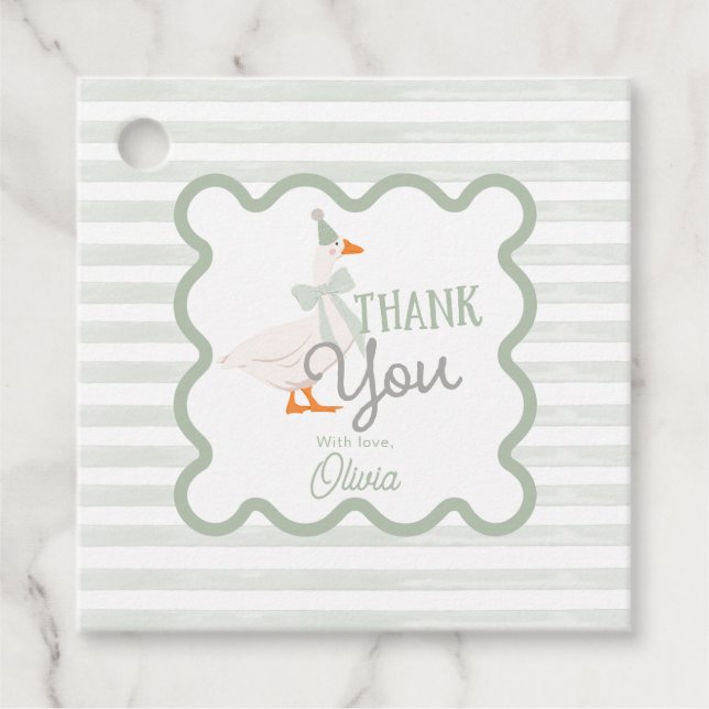 Étiquettes Cadeau One Silly Goose 1st Birthday Thank You (Devant)
