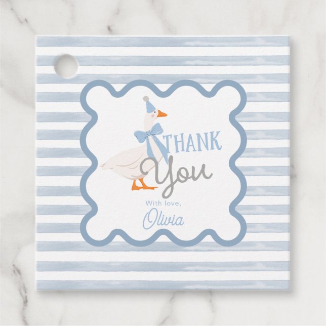 Étiquettes Cadeau One Silly Goose 1st Birthday Thank You (Devant)