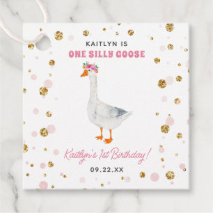 Étiquettes Cadeau One Silly Goose Girls 1st Birthday Party