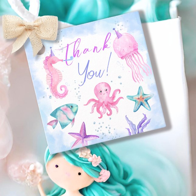 Étiquettes Cadeau ONEder La Mer | Mermaid 1er anniversaire migre Océ (Créateur téléchargé)