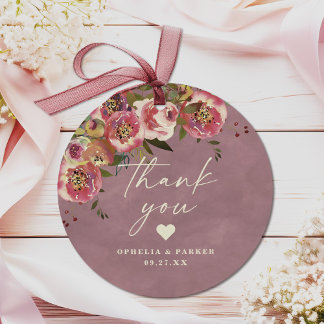 Étiquettes Cadeau Ophelia Cottagecore Rose Florale Mariage Remerciem