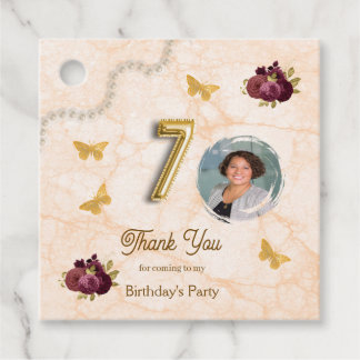 Étiquettes Cadeau Or 70 Anniversaire Bourgogne Roses anglaises & Rem