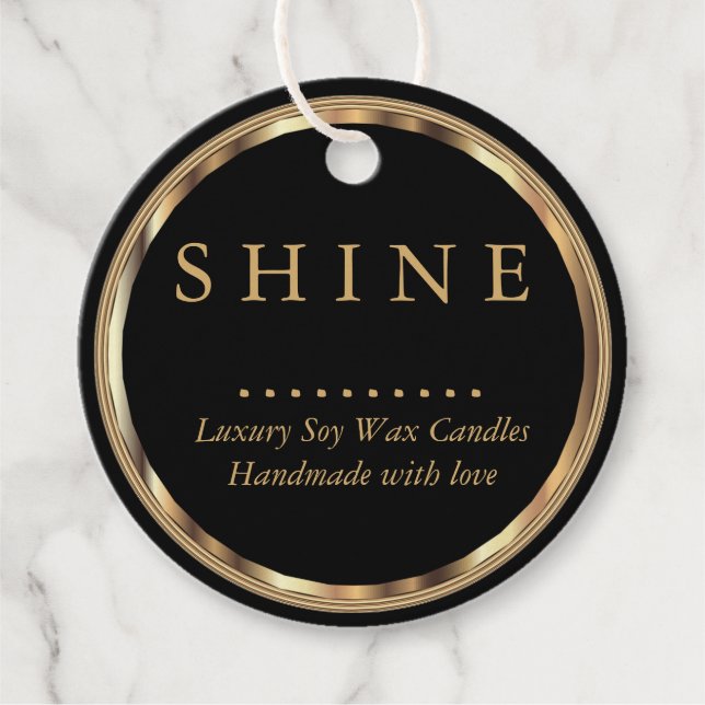 Étiquettes Cadeau Or métallique et noir (Devant)