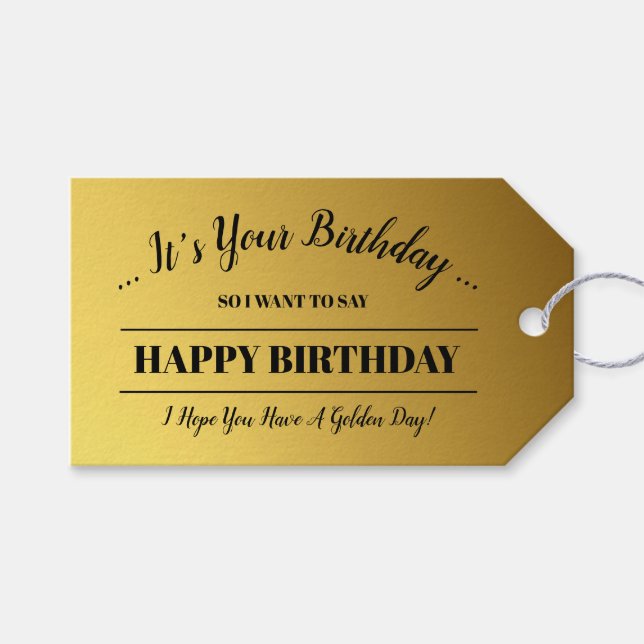 Étiquettes-cadeau Or personnalisé (Devant (Horizontal))