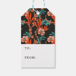 Étiquettes-cadeau Orange Abstrait motif floral
