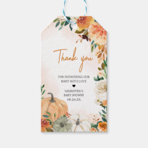 Étiquettes-cadeau Orange Automne Automne Floral Citrouille Favoriser