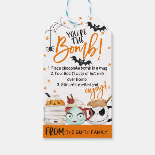 Étiquettes-cadeau Orange Black Halloween Votre Bombe Chocolat chaud
