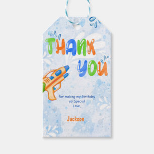 Étiquettes Cadeau Orange & Blue Water Gun