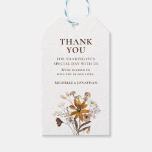 Étiquettes-cadeau Orange Brûlé Fleur sauvage simple automne floral