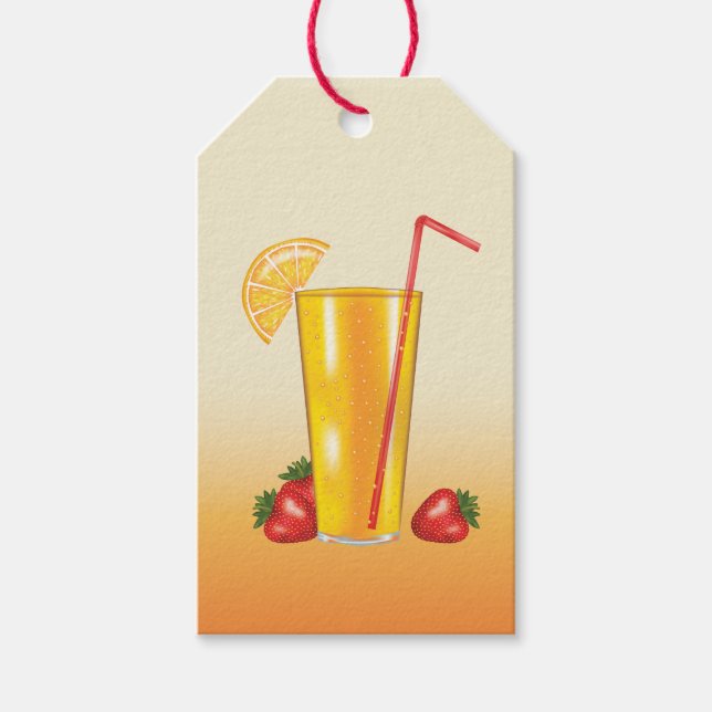 Étiquettes-cadeau Orange Citrus Tropical Boisson Anniversaire Merci (Devant)