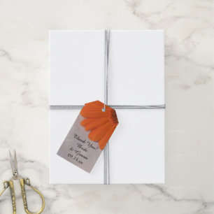 Étiquettes-cadeau Orange Daisy et White Satin Wedding Favor Tags