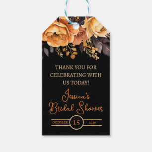 Étiquettes-cadeau Orange et noir, Halloween, Fête des mariées floral