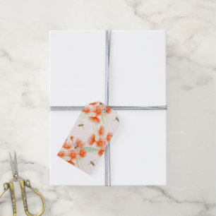 Étiquettes-cadeau Orange fleurie gomme d'aquarelle marque cadeau