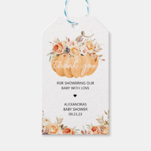 Étiquettes-cadeau Orange Floral Citrouille Baby shower Favoriser les