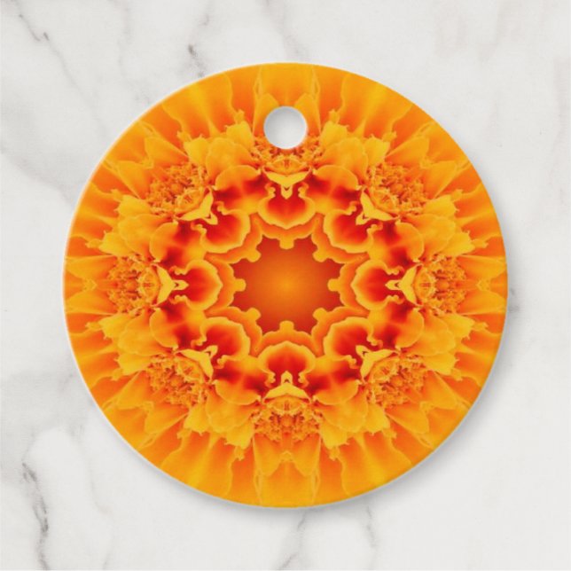 Étiquettes Cadeau Orange Marigold Mandala (Devant)